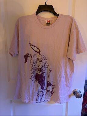 Omocat anime Bunny girl Graphic Tee - Light Pink